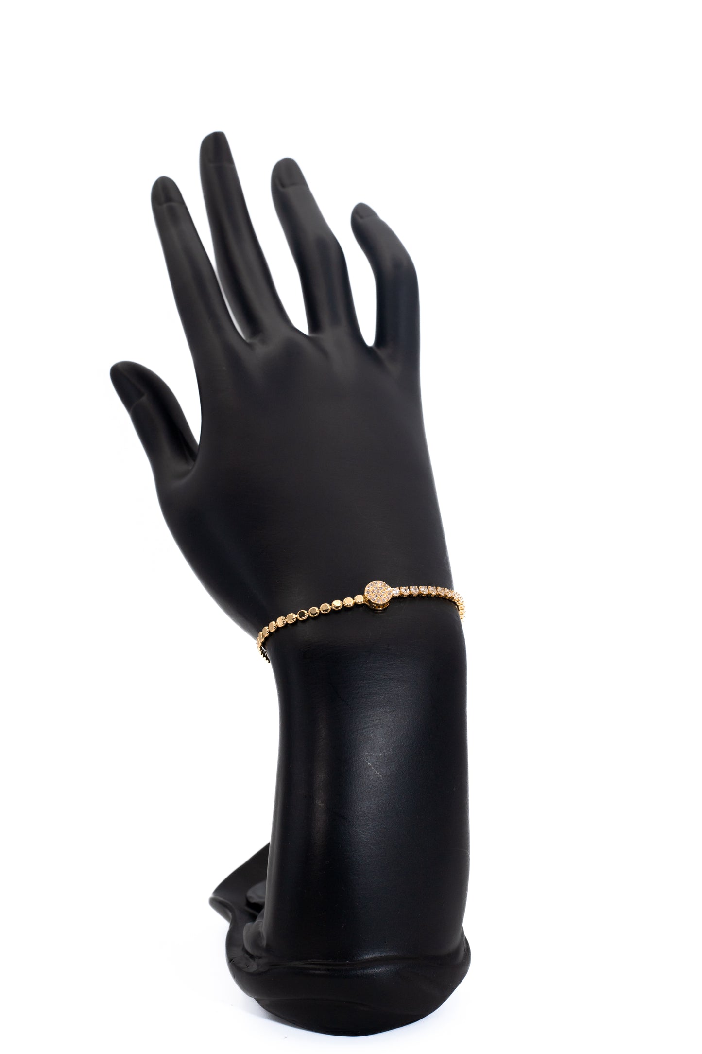 Golden Bracelet with Crystal Beads