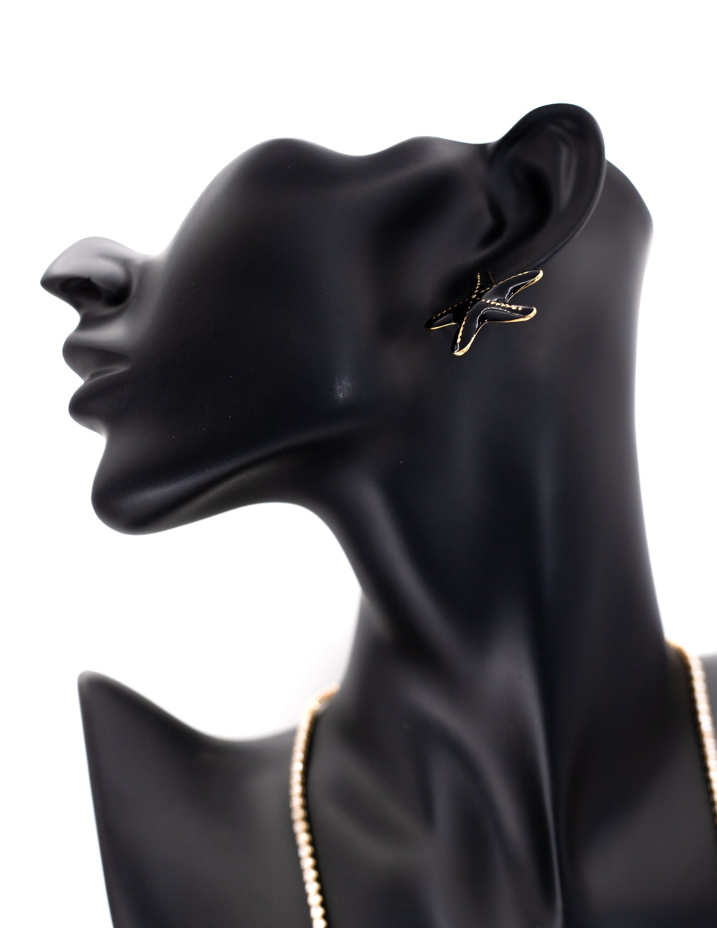 Premium Black Enamel Starfish Tops (Korean Minimalist Studs)