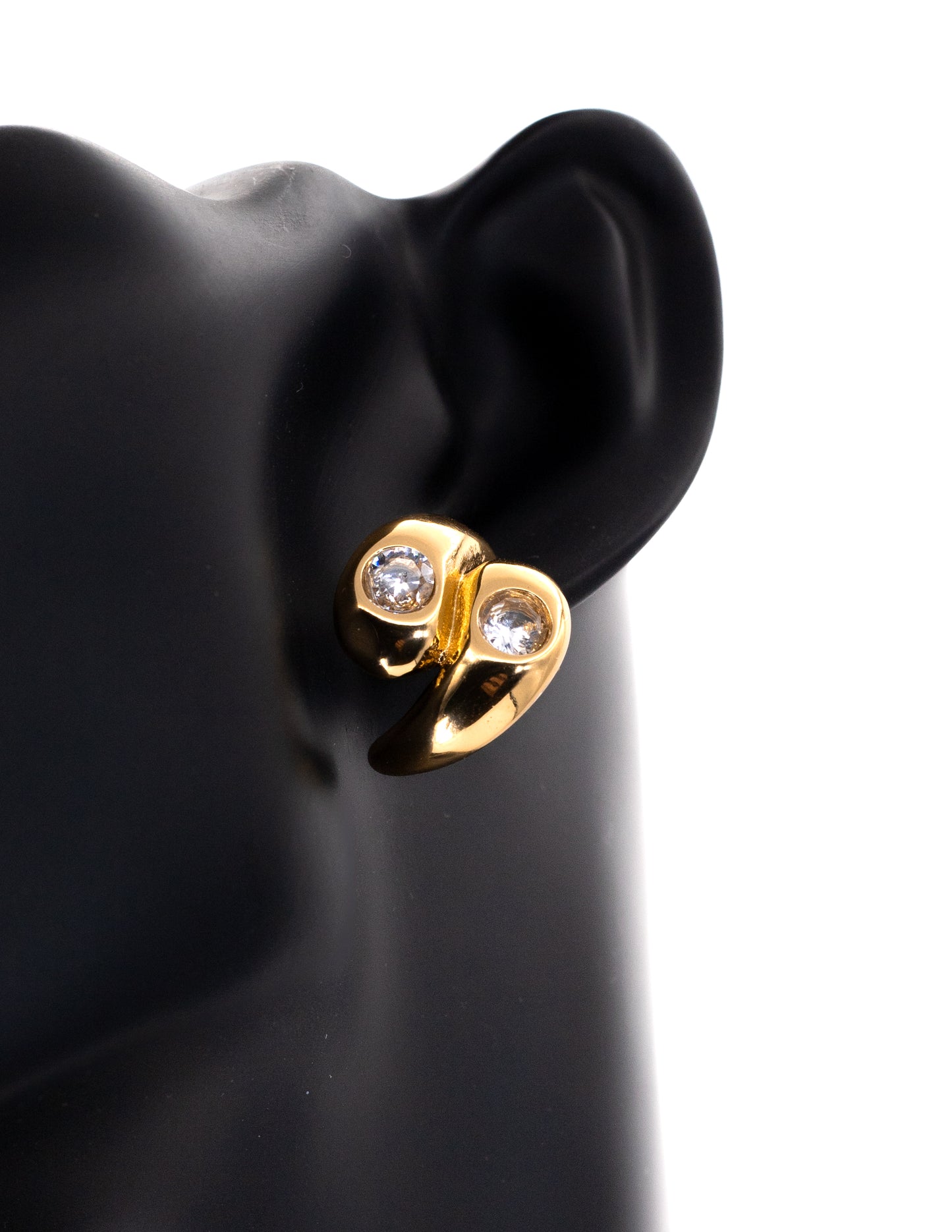 Sculptural Golden Crystal Stud Tops (Korean Luxury)