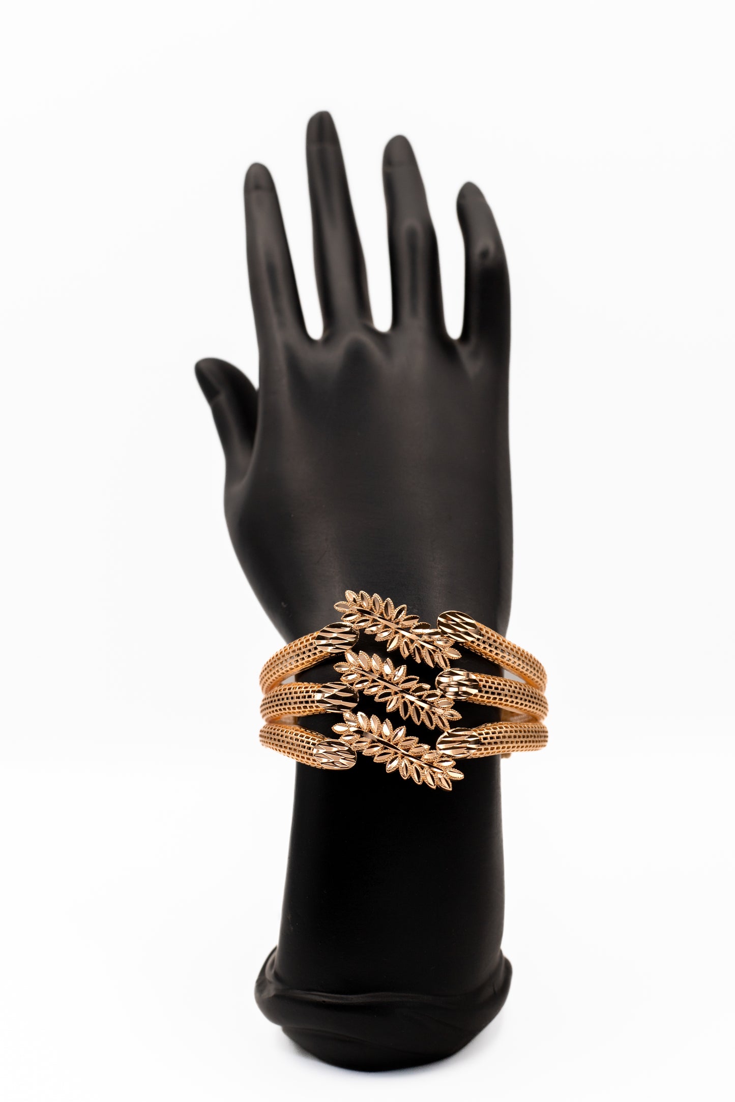 Luxury Golden Laurel Leaf Wide Cuff Bracelet