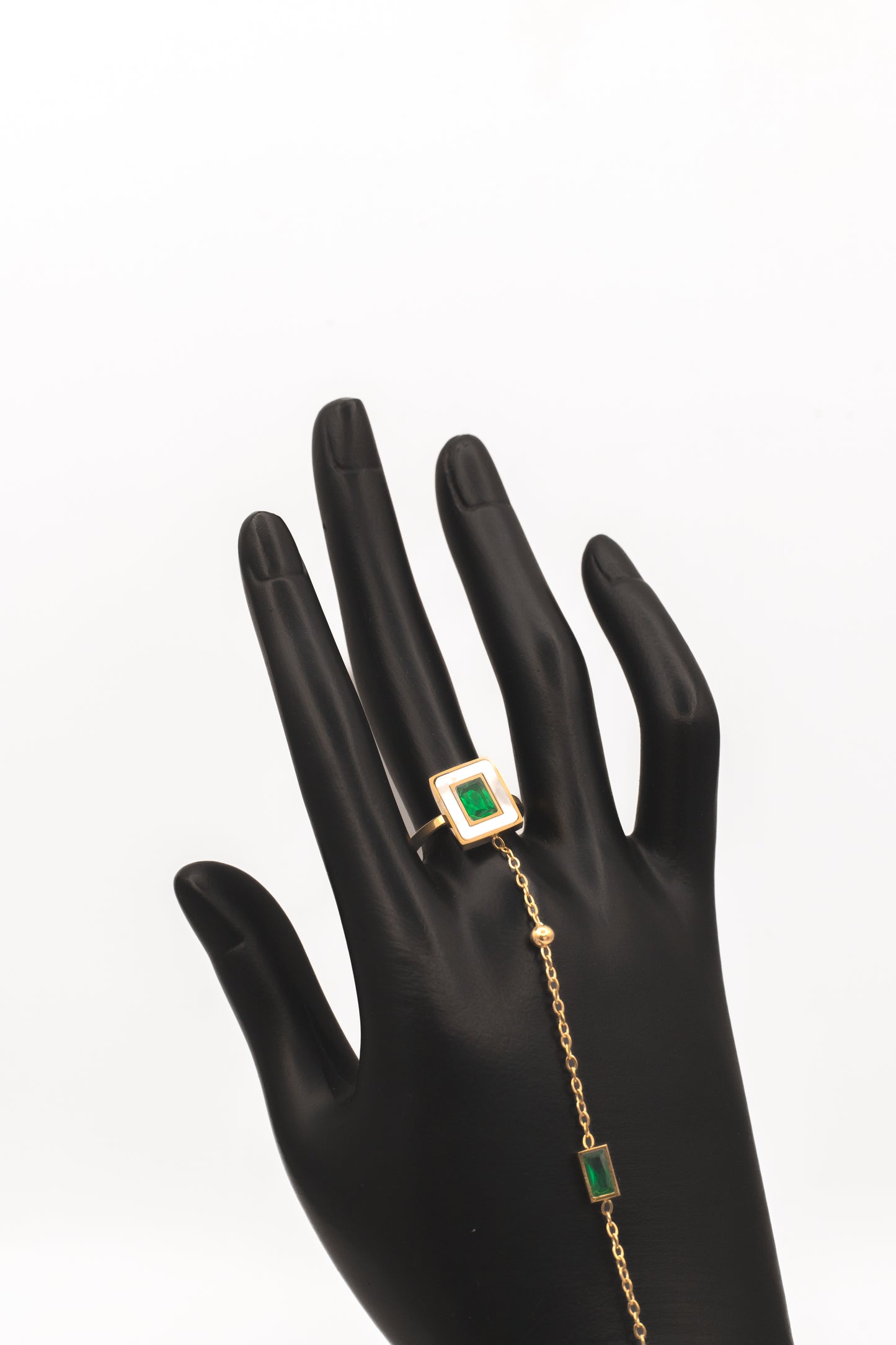 Golden Emerald Ring Bracelet
