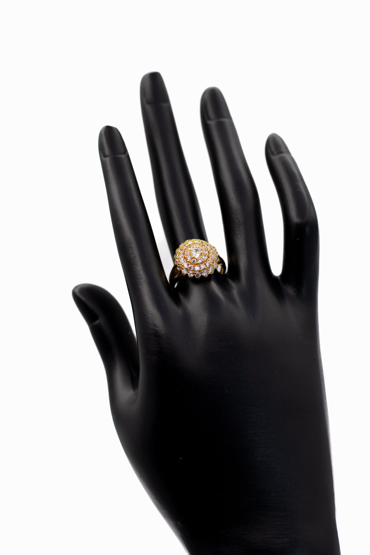 Golden Emerald-Cut Pave Ring (Adjustable)