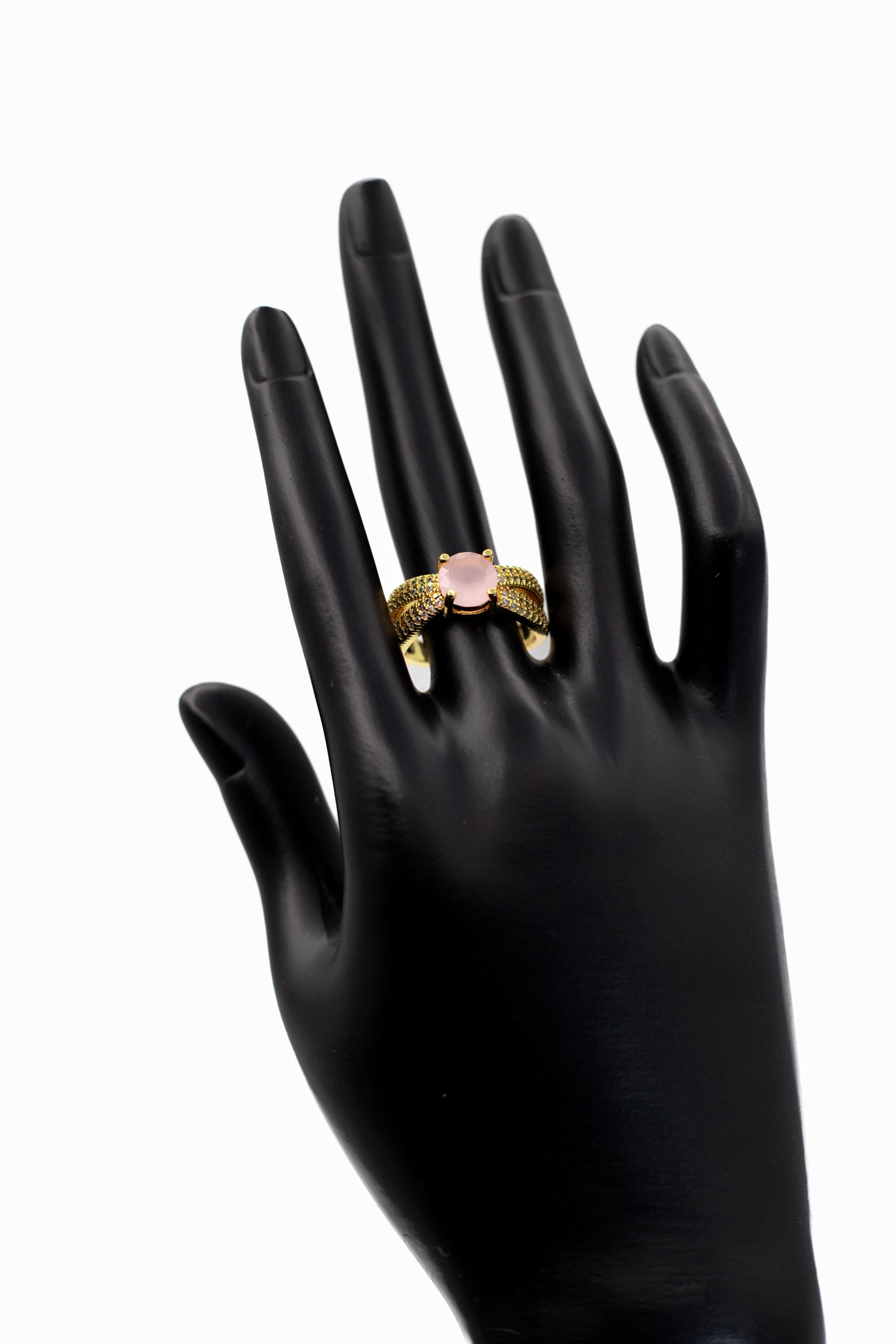 Golden Brilliant Round Crystal Ring (Adjustable)