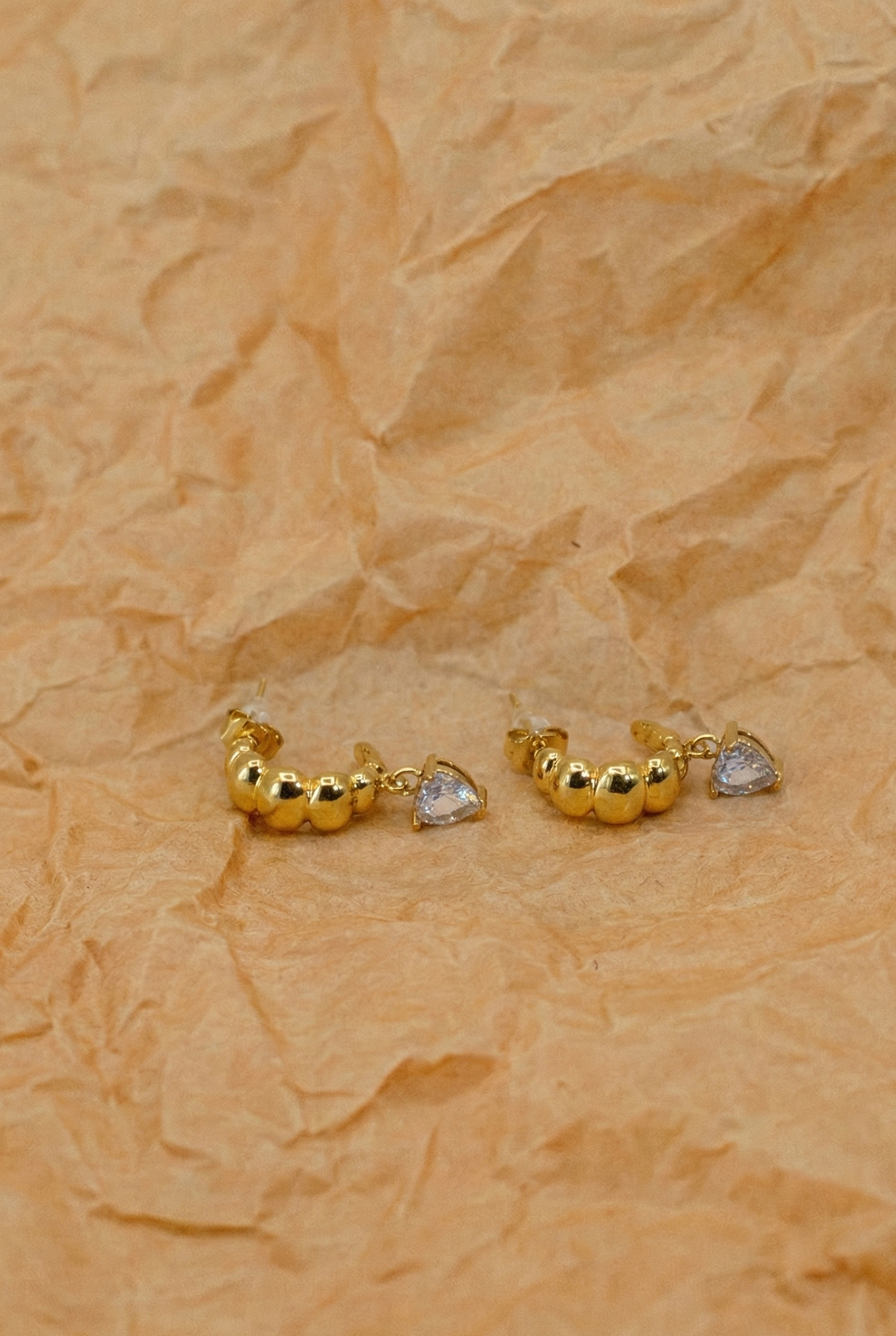 Golden Semi-Circle Crystal Bead Tops