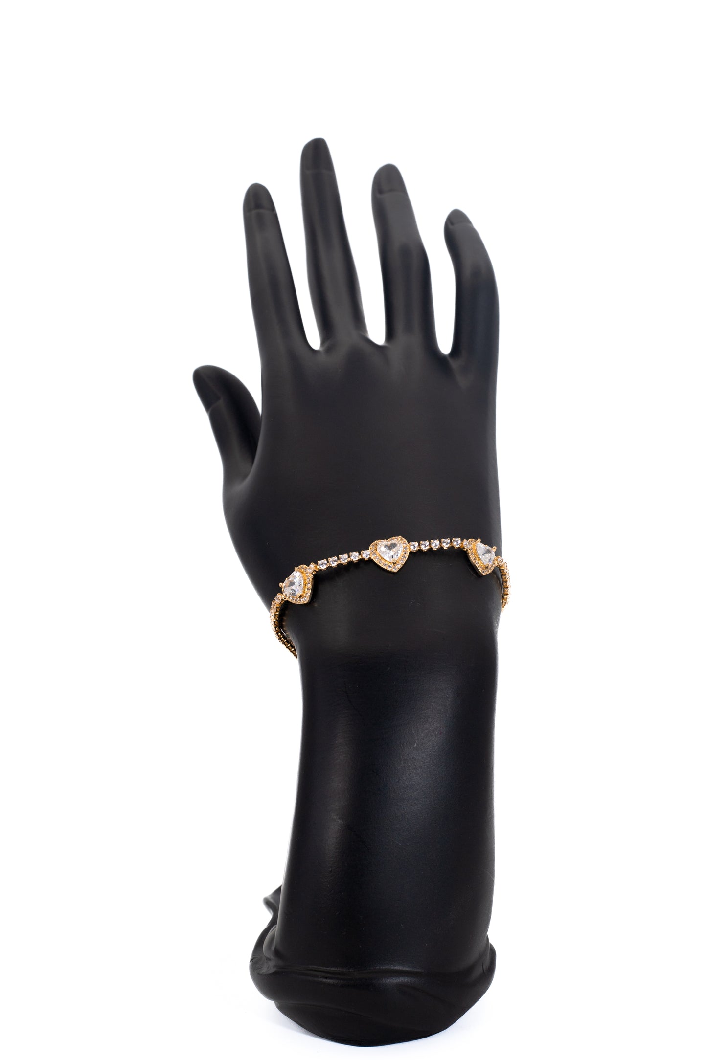 Golden Heart Bracelet with Crystal Center
