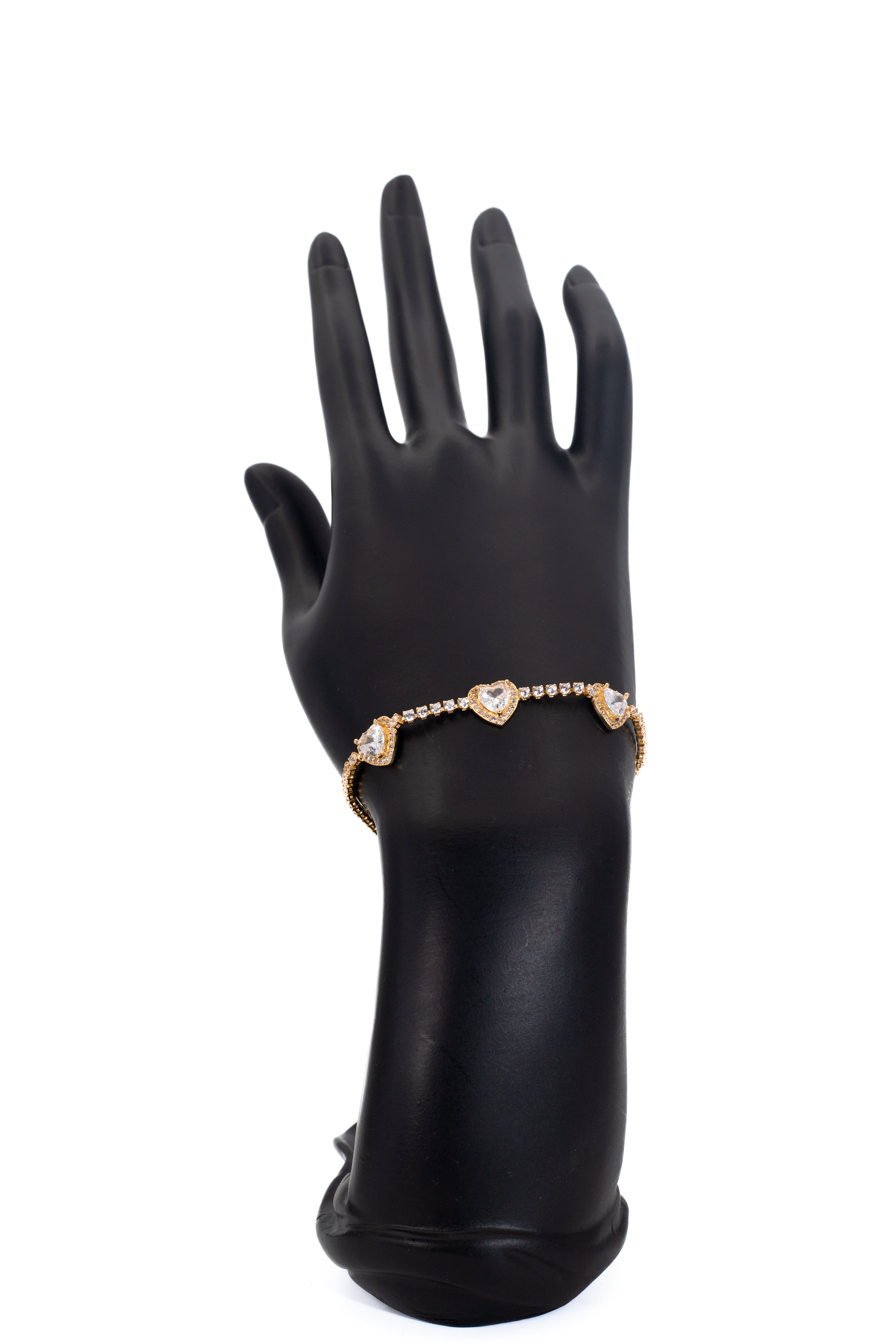 Golden Heart Bracelet with Crystal Center
