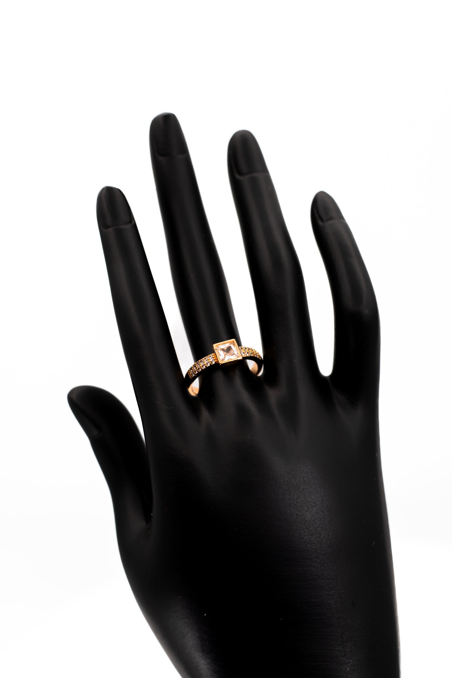 Brilliant White Octagon Halo Ring – Yellow Gold Plated Engagement Alternative