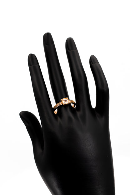 Brilliant White Octagon Halo Ring – Yellow Gold Plated Engagement Alternative