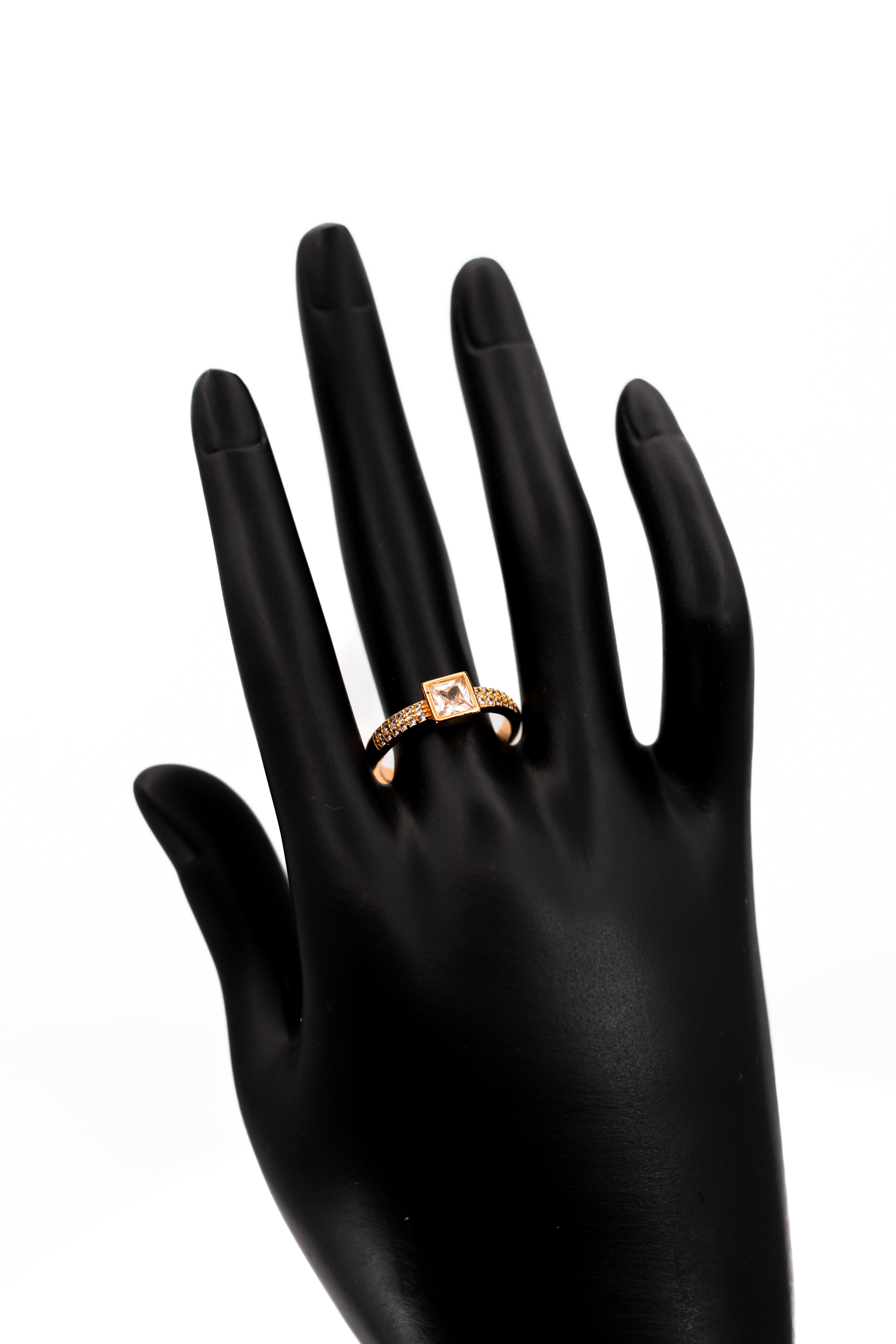 Brilliant White Octagon Halo Ring – Yellow Gold Plated Engagement Alternative