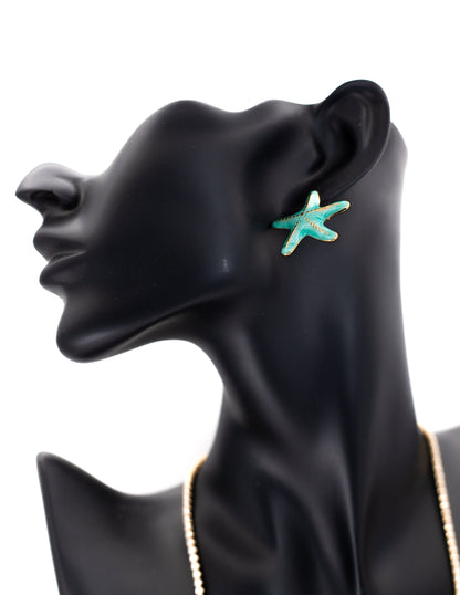 Korean Minimalist Starfish Charm Tops (Teal & Gold)