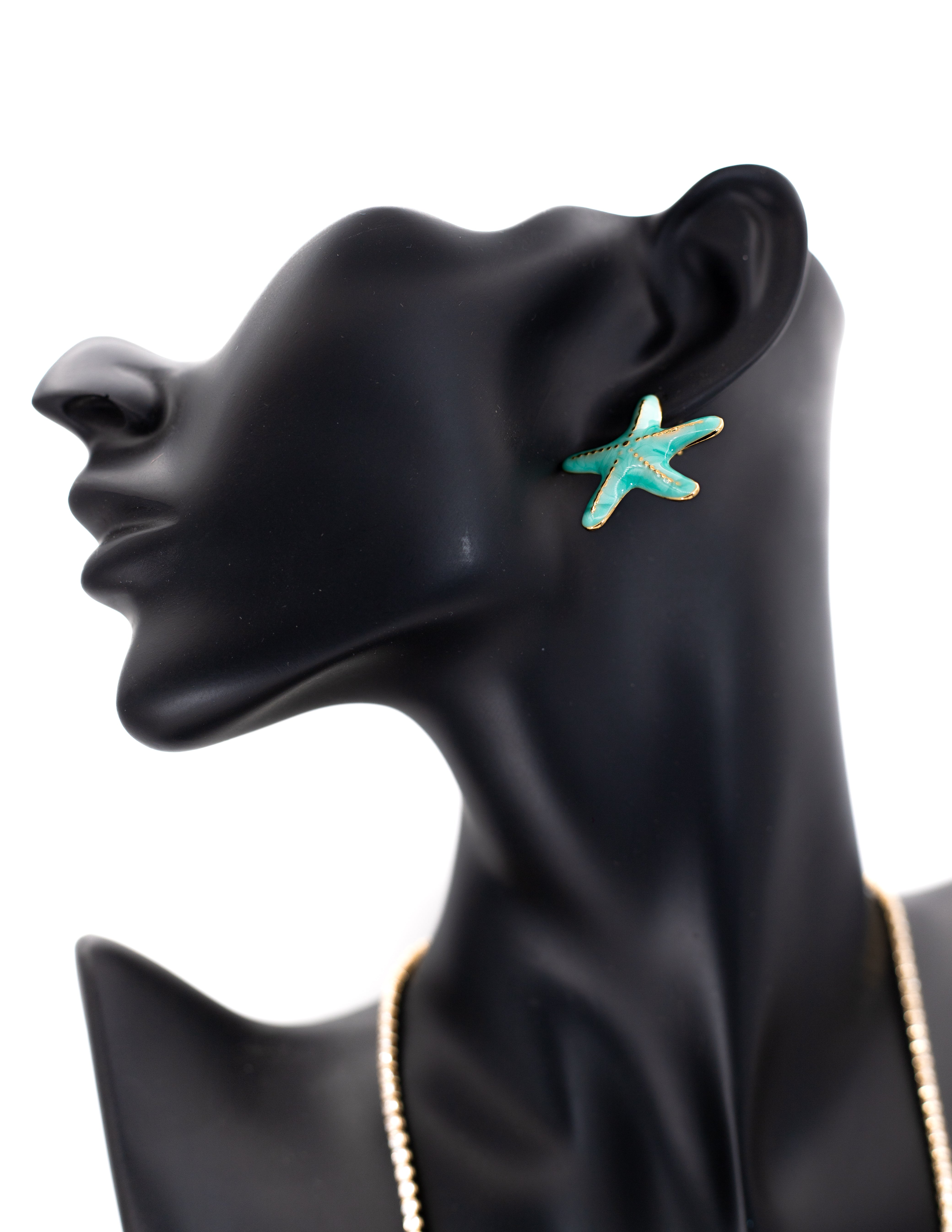 Korean Minimalist Starfish Charm Tops (Teal & Gold)