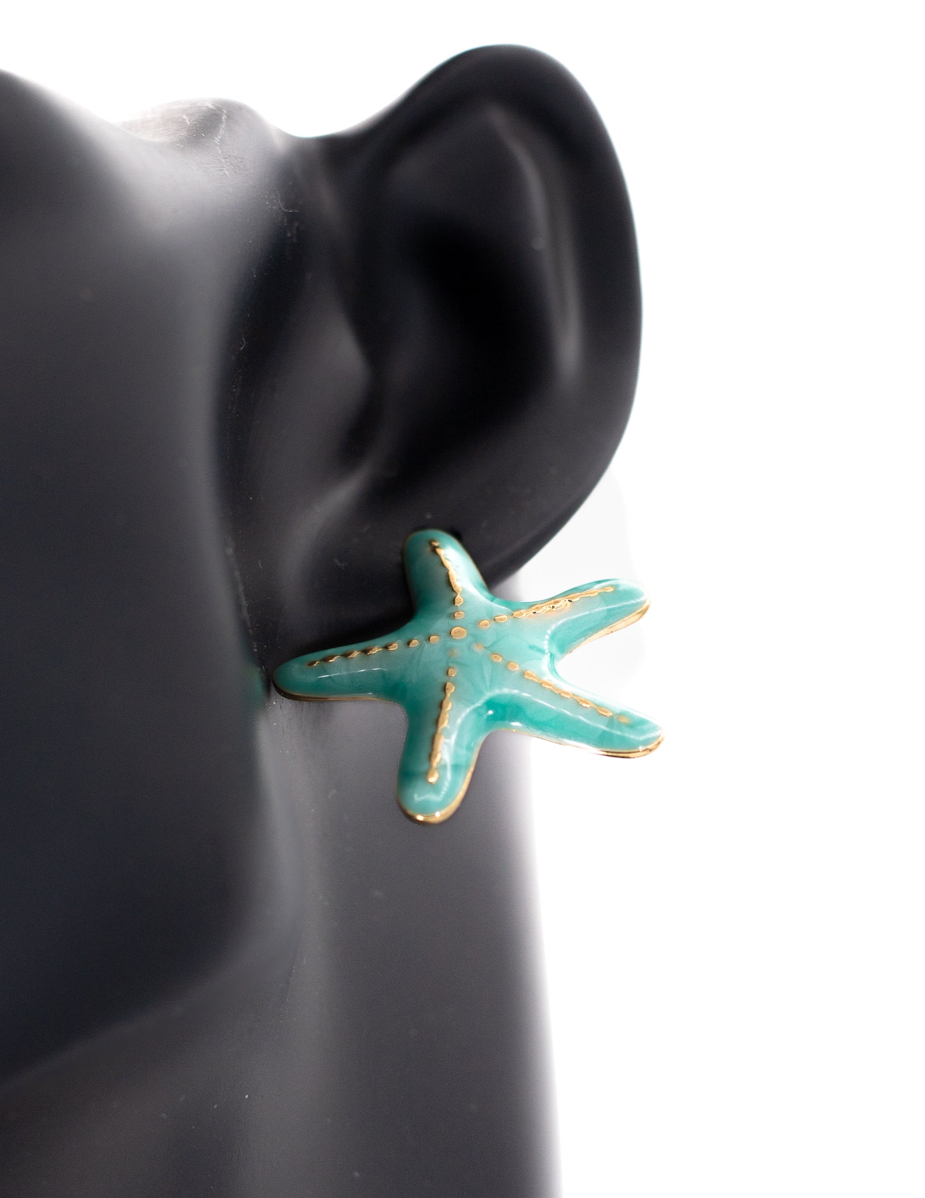 Korean Minimalist Starfish Charm Tops (Teal & Gold)