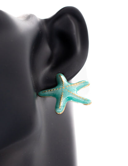Korean Minimalist Starfish Charm Tops (Teal & Gold)