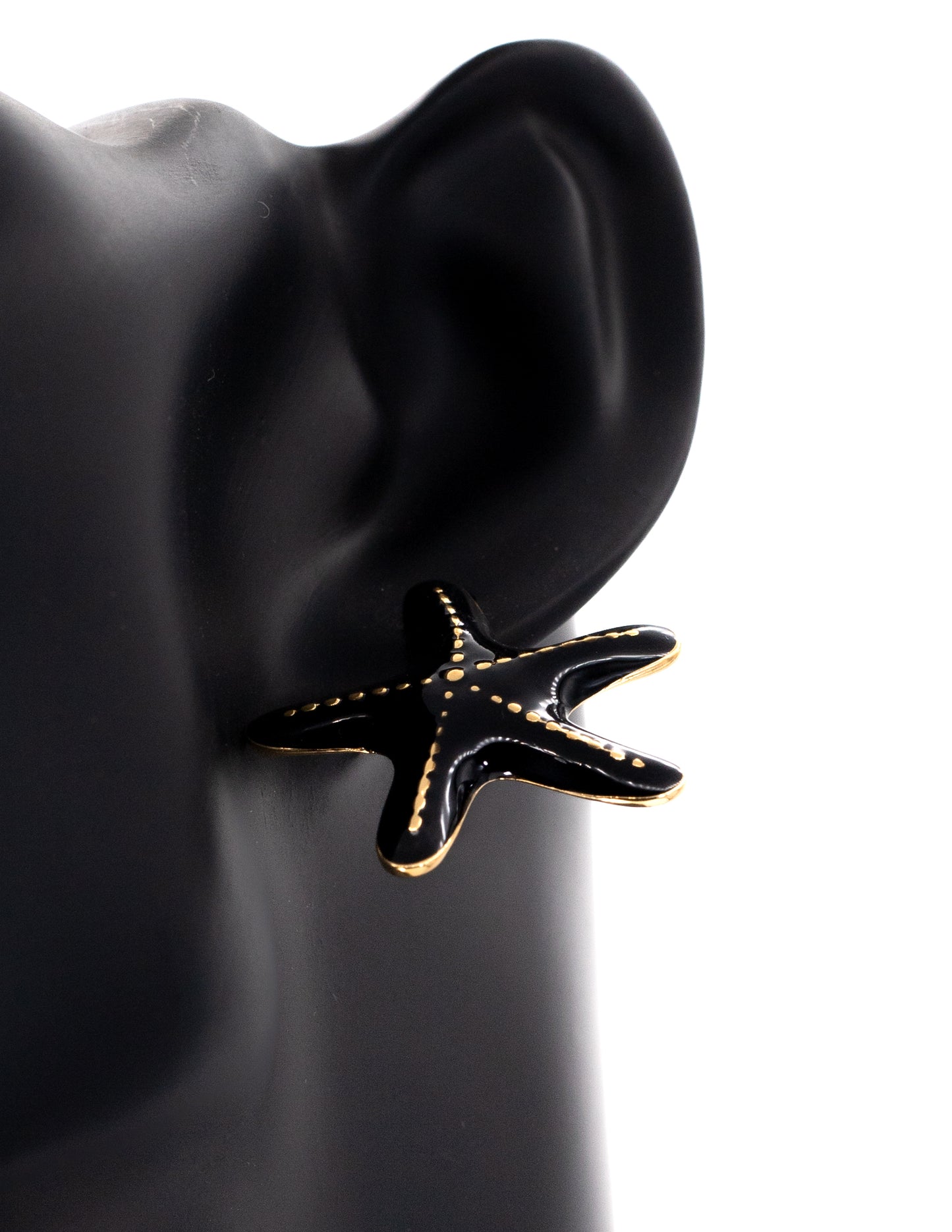 Premium Black Enamel Starfish Tops (Korean Minimalist Studs)