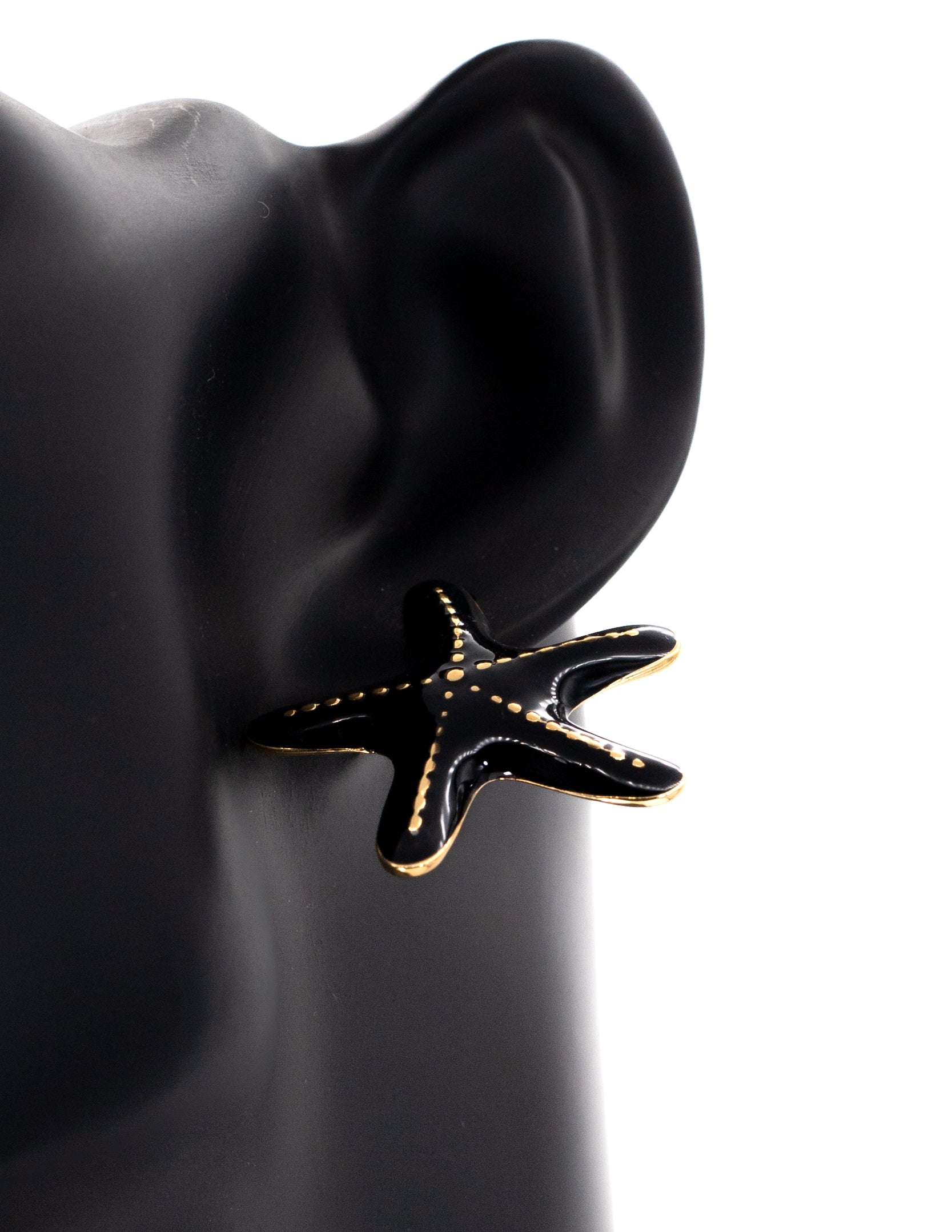 Premium Black Enamel Starfish Tops (Korean Minimalist Studs)