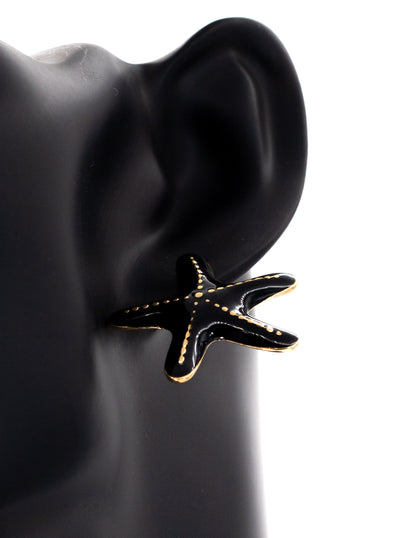 Premium Black Enamel Starfish Tops (Korean Minimalist Studs)
