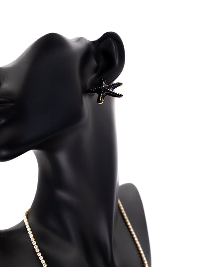 Premium Black Enamel Starfish Tops (Korean Minimalist Studs)