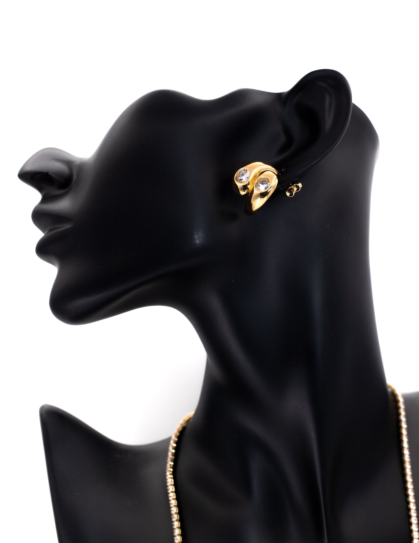 Sculptural Golden Crystal Stud Tops (Korean Luxury)