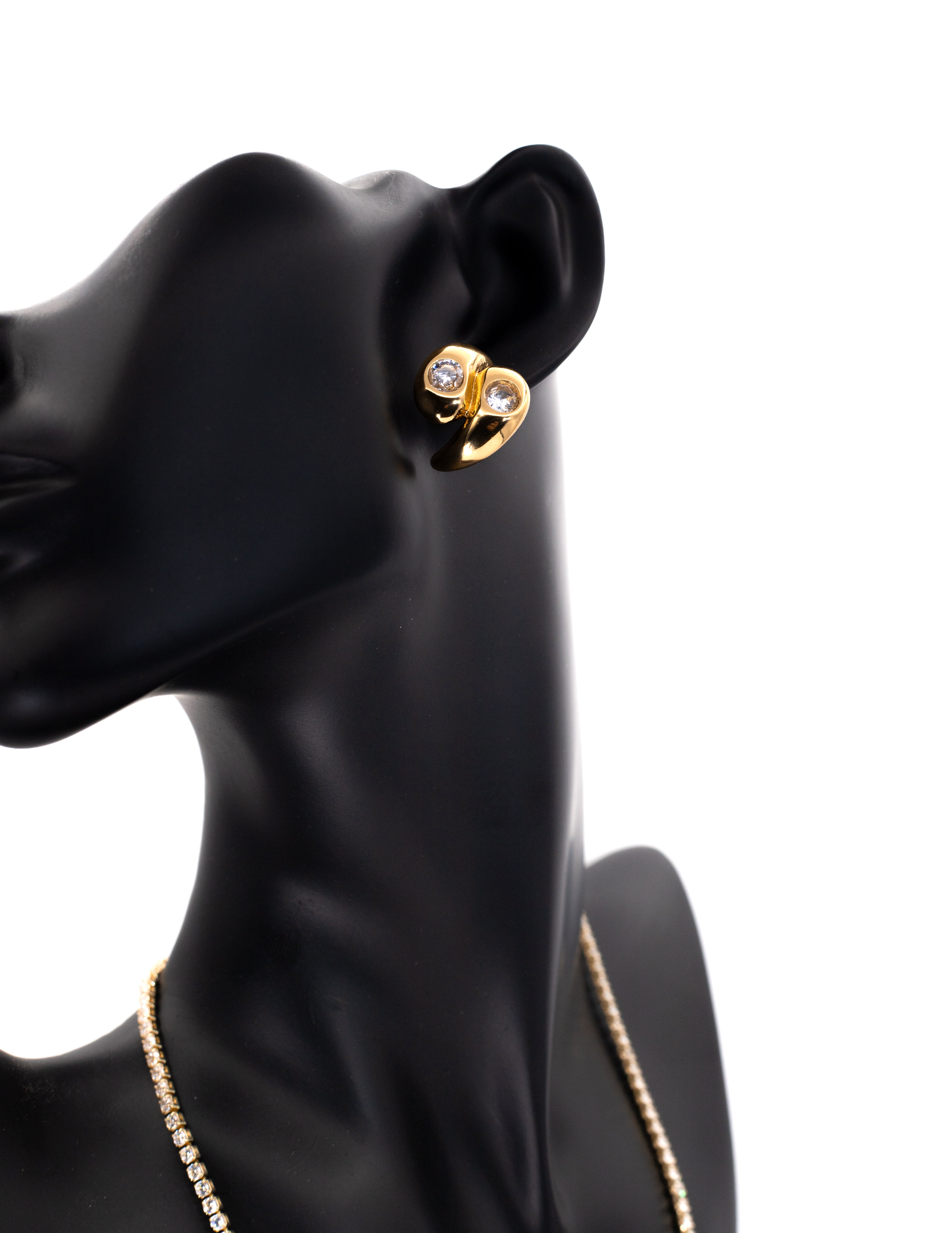 Sculptural Golden Crystal Stud Tops (Korean Luxury)