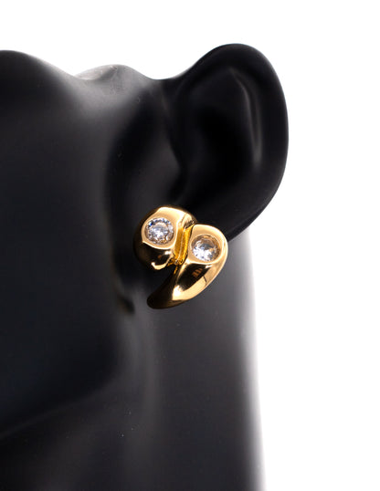 Sculptural Golden Crystal Stud Tops (Korean Luxury)