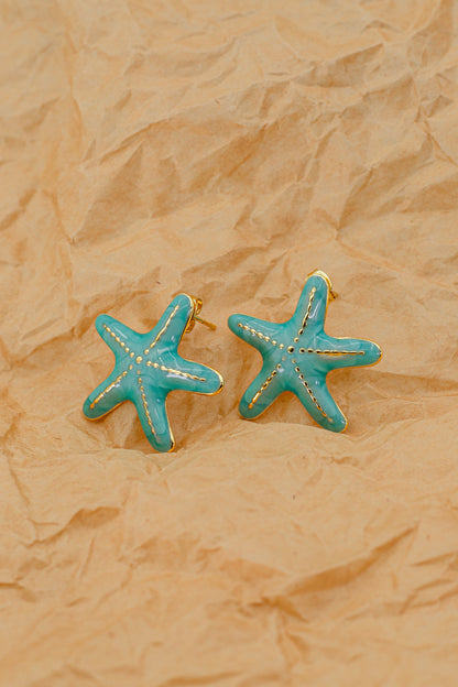 Korean Minimalist Starfish Charm Tops (Teal & Gold)