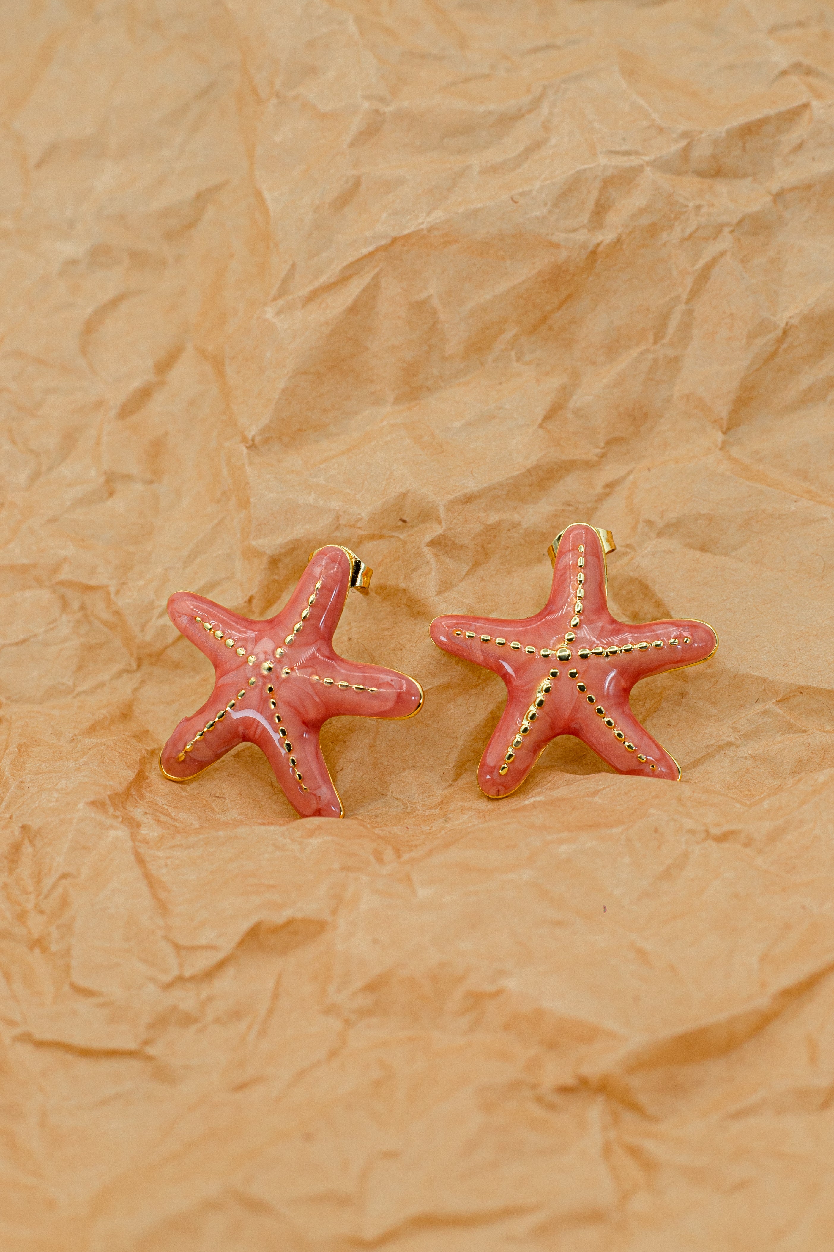 Golden Coral Starfish Stud Tops (Korean Charm)