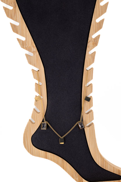 Korean Minimalist Geometric Charm anklet (Black & Gold)