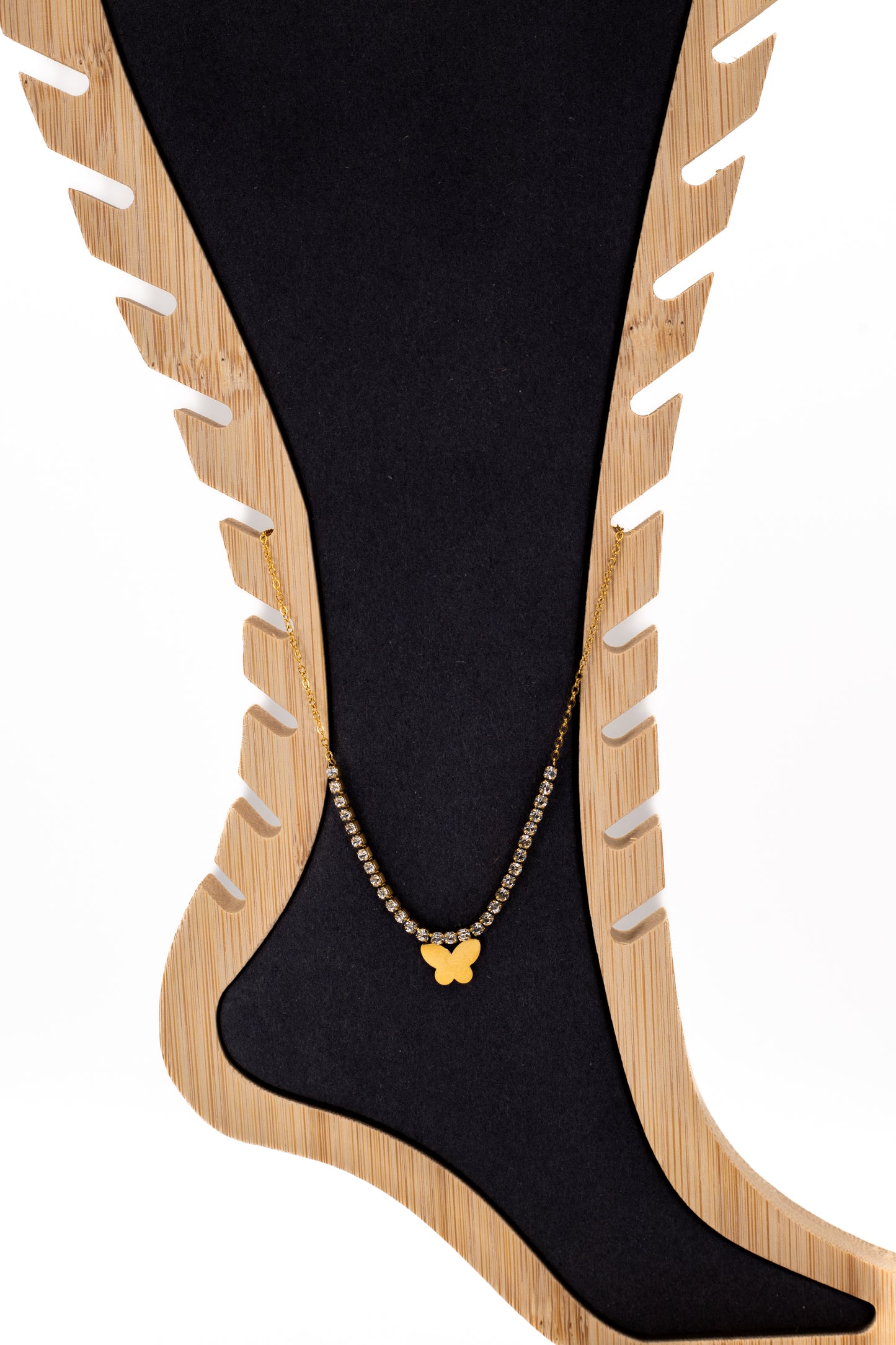 Dainty Golden Butterfly Crystal Choker Anklet