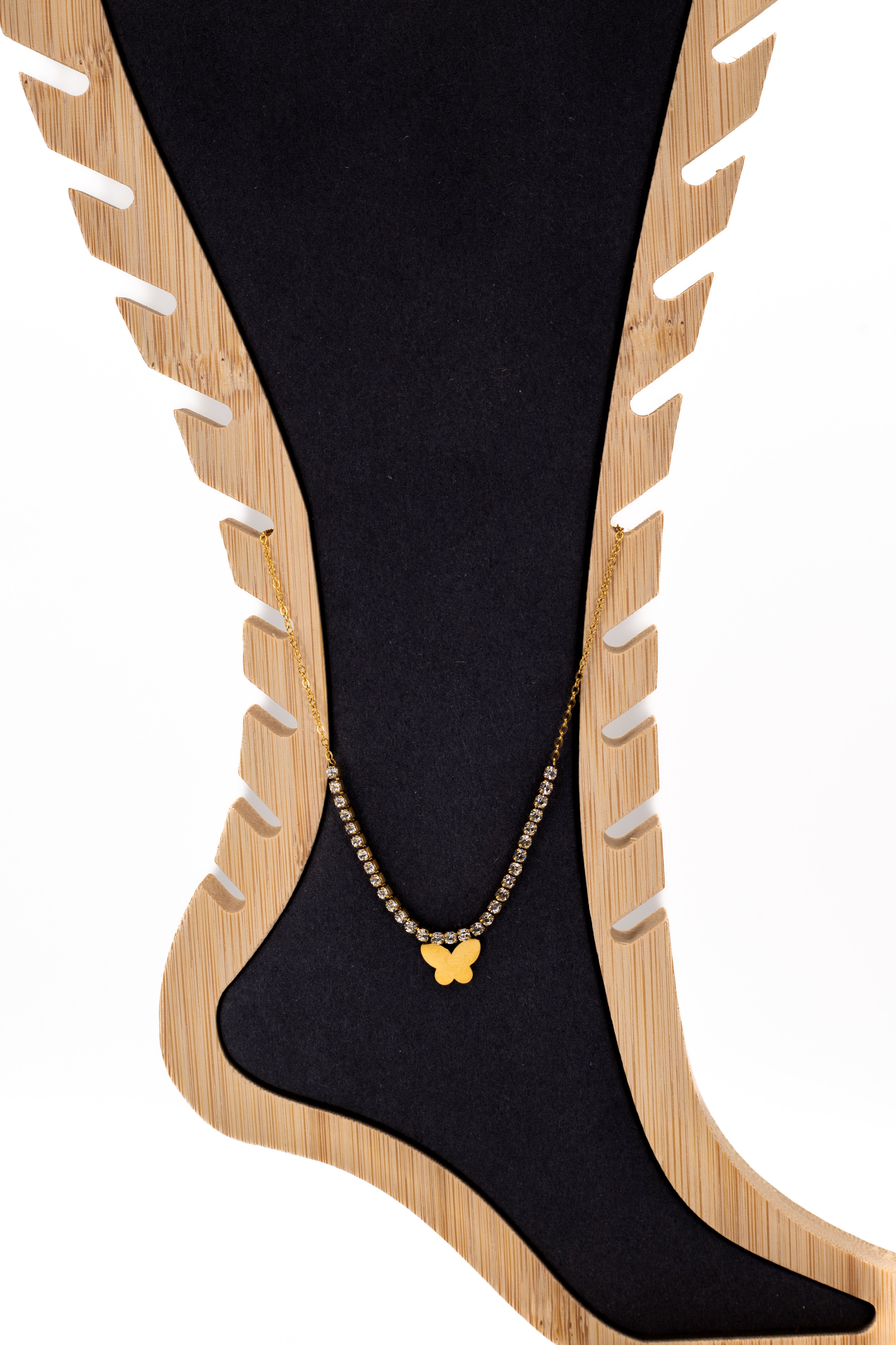 Dainty Golden Butterfly Crystal Choker Anklet