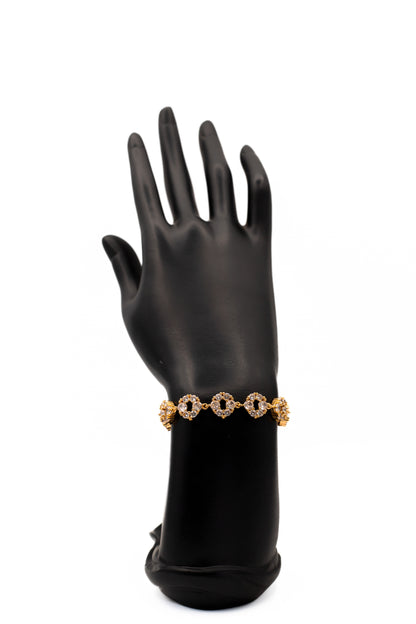 Elegant Gold-Toned Round CZ Stone Bracelet | Classic Tennis Style