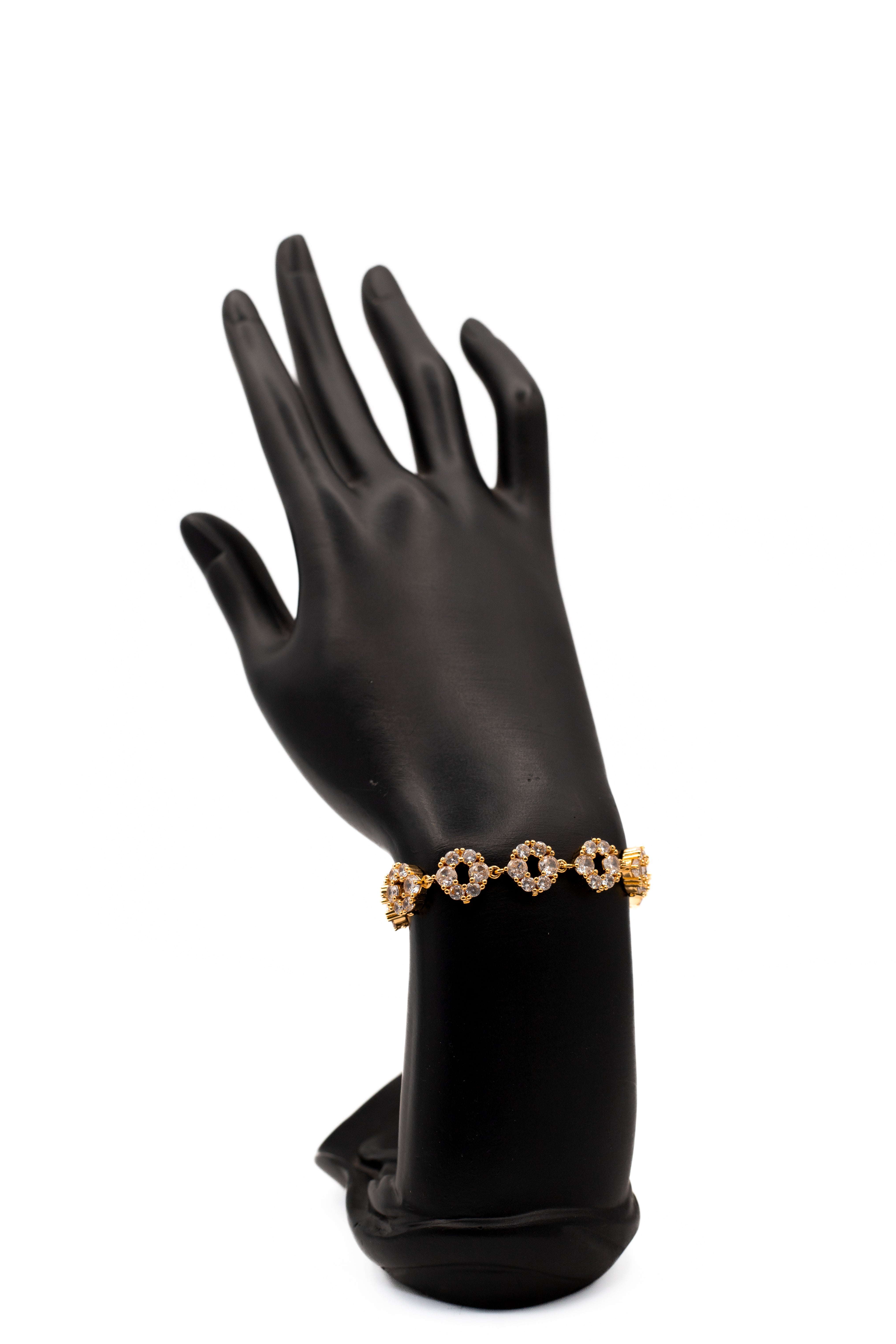 Elegant Gold-Toned Round CZ Stone Bracelet | Classic Tennis Style