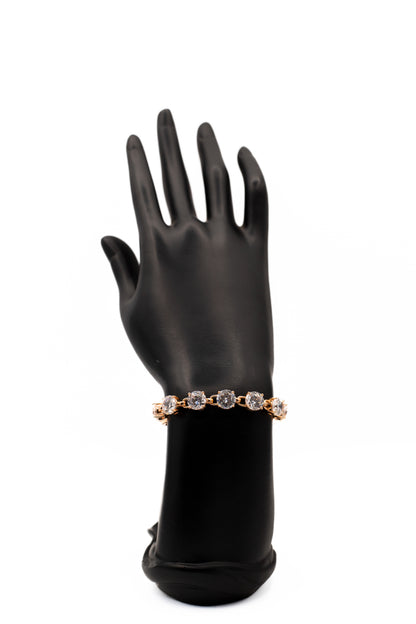 Luxurious Gold-Plated Openwork Link Bracelet | Round CZ Tennis