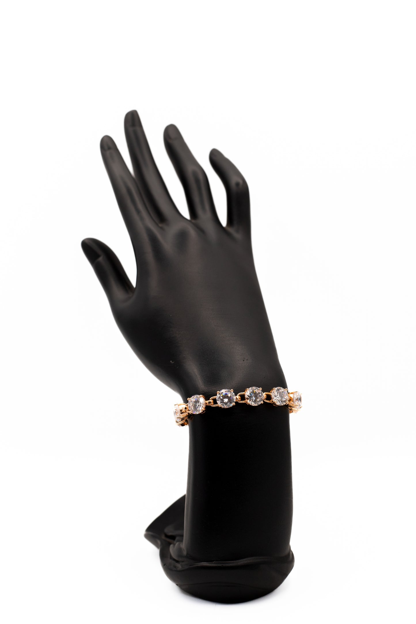 Luxurious Gold-Plated Openwork Link Bracelet | Round CZ Tennis