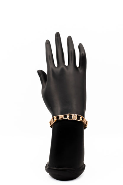 Rose Gold Geometric Link Bracelet | Black and White CZ Accents