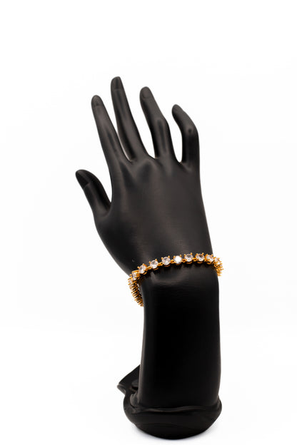 Luxury Golden Champagne Crystal Tennis Bracelet