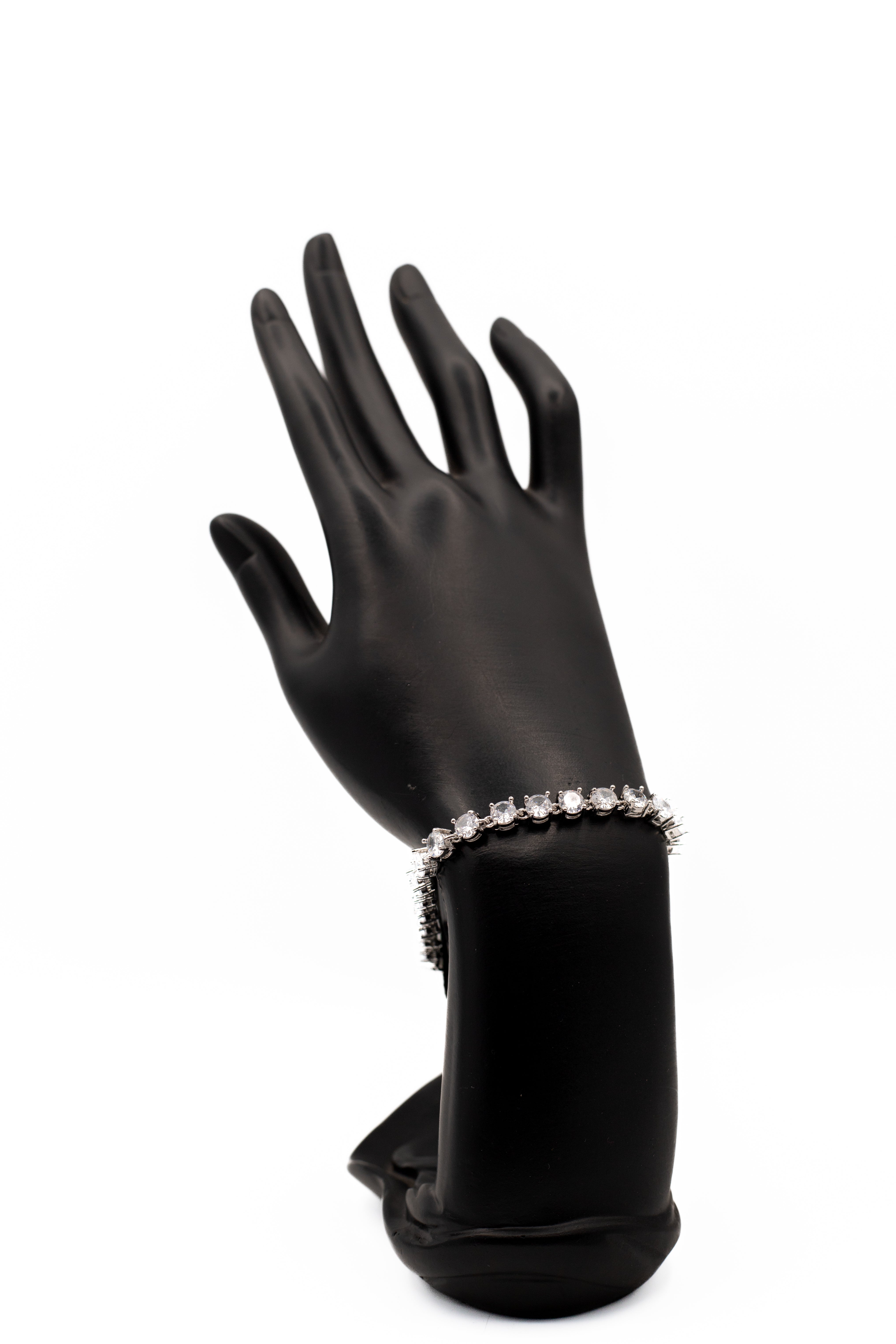 Luxury Silver Square-Cut Crystal Tennis Bracelet