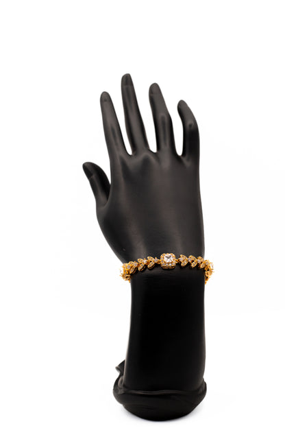 Luxury Golden Floral Crystal Cluster Bracelet