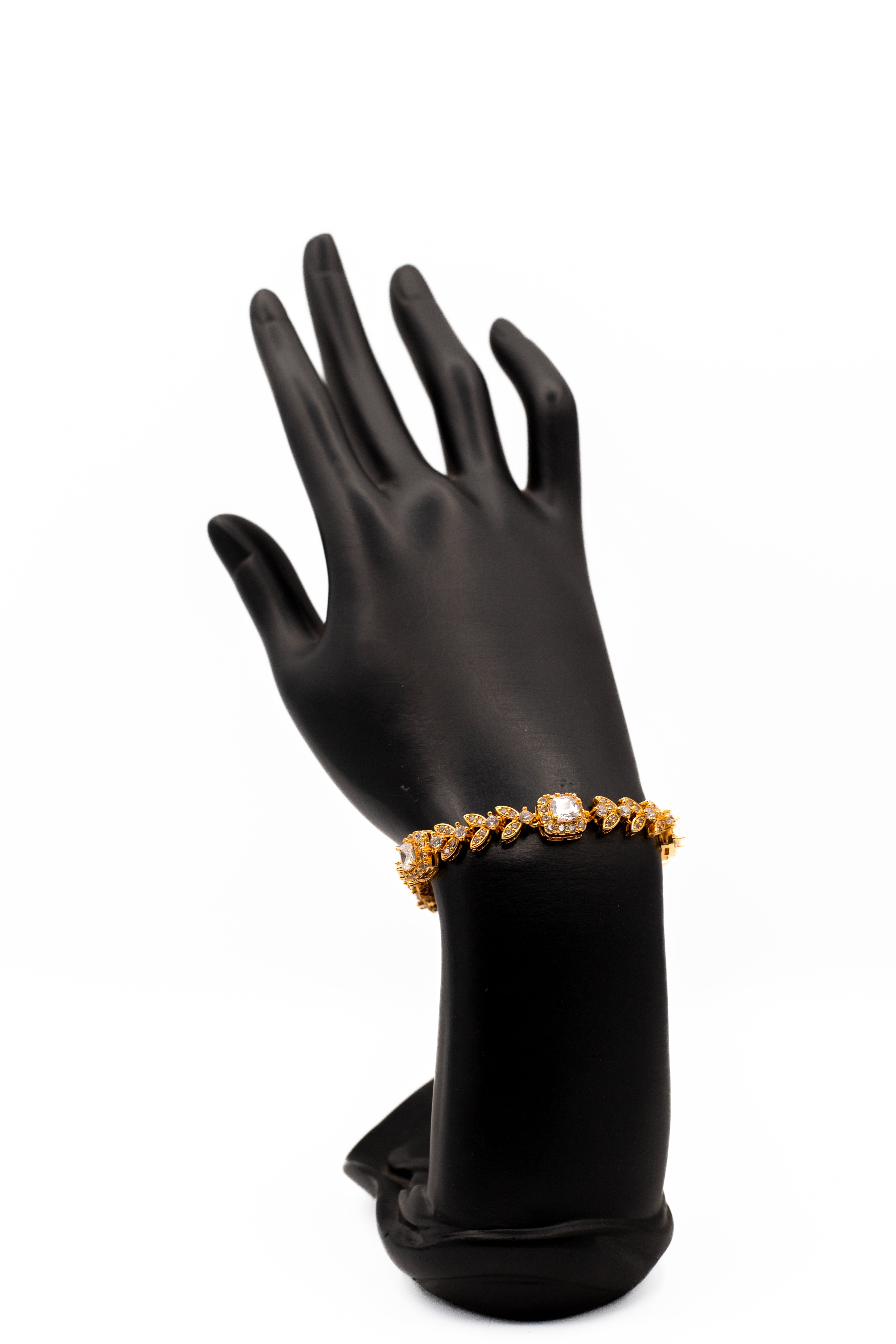 Luxury Golden Floral Crystal Cluster Bracelet