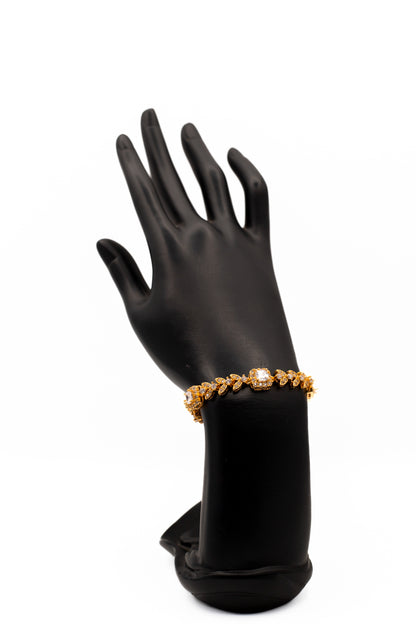 Luxury Golden Floral Crystal Cluster Bracelet