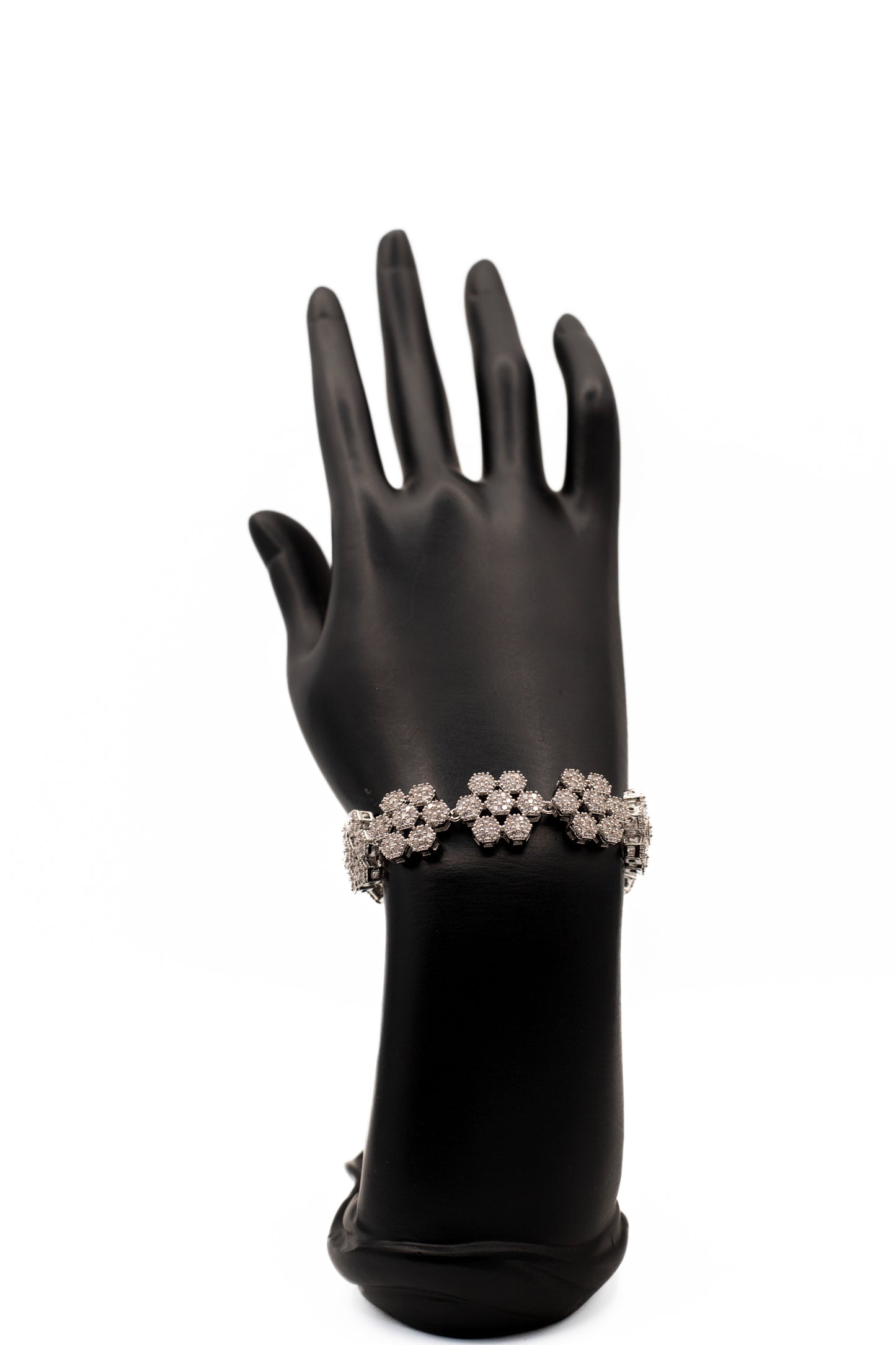 Luxury Silver Floral Crystal Bracelet