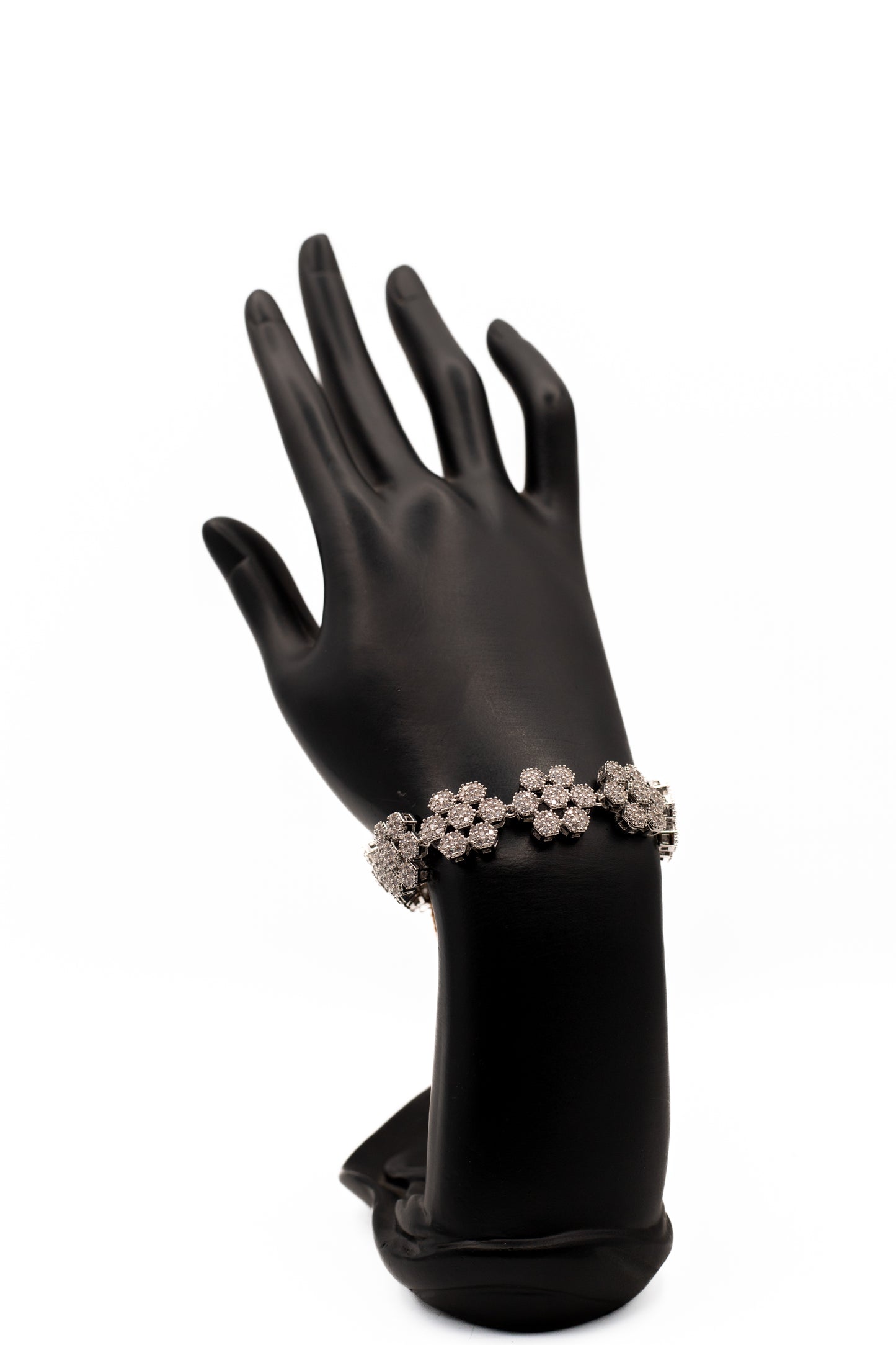 Luxury Silver Floral Crystal Bracelet