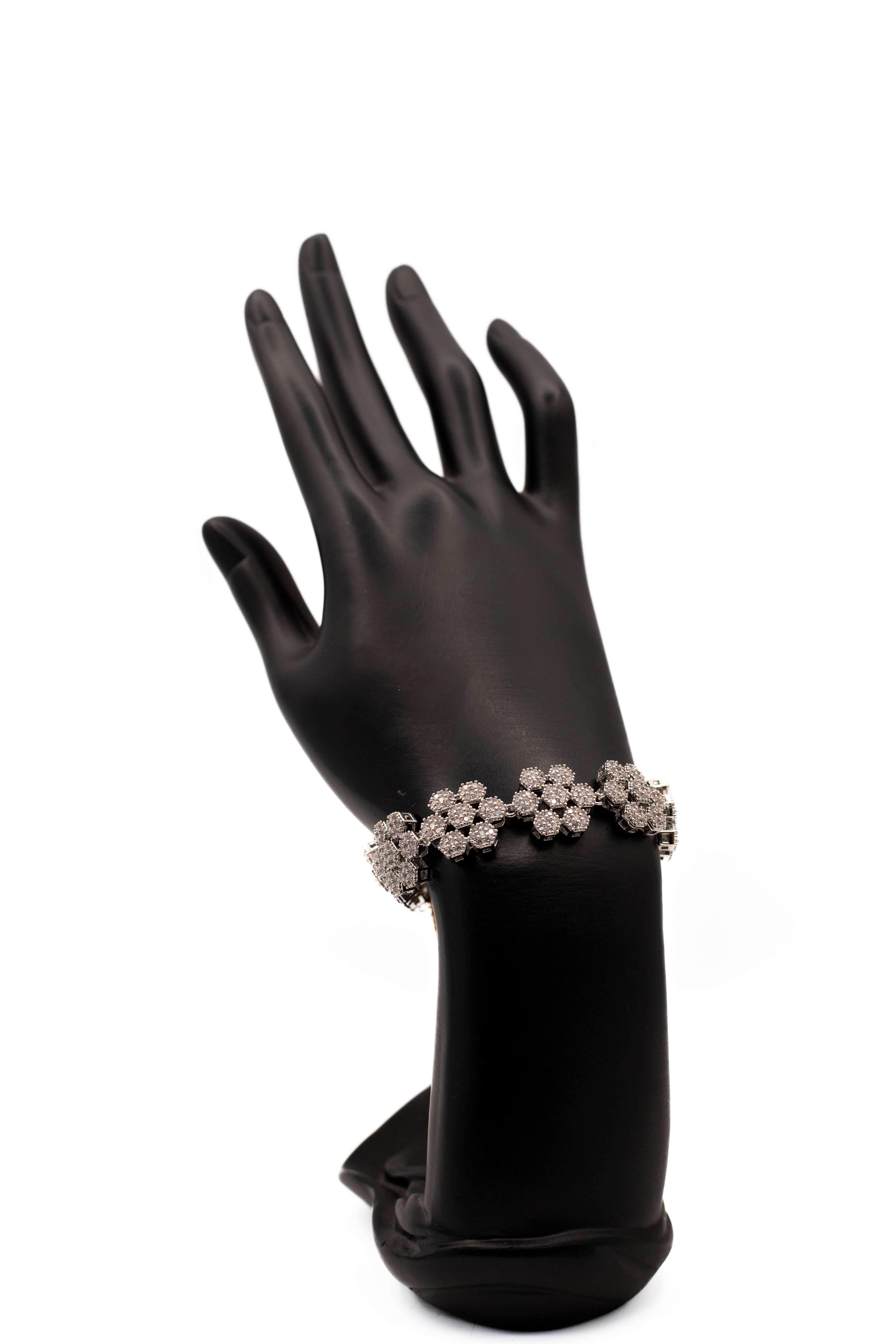 Luxury Silver Floral Crystal Bracelet