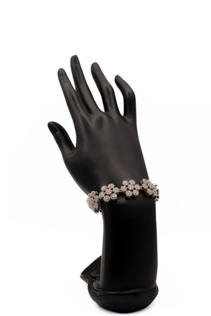 Luxury Silver Floral Crystal Bracelet
