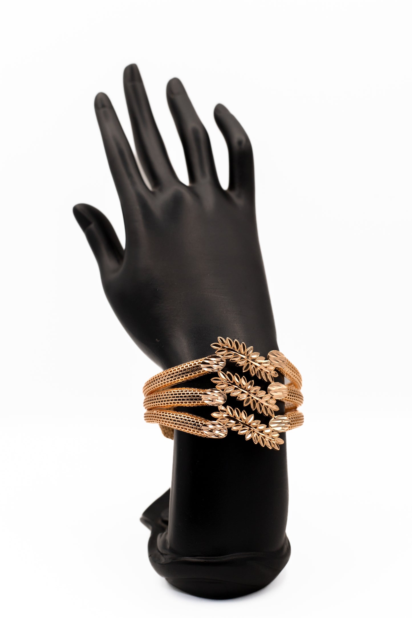 Luxury Golden Laurel Leaf Wide Cuff Bracelet