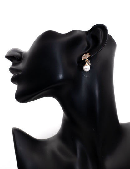 Golden Crystal Star & Pearl Dangle Tops (Celestial Charm)