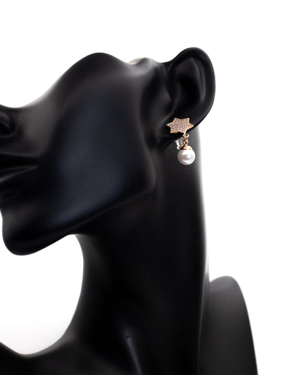 Golden Crystal Star & Pearl Dangle Tops (Celestial Charm)