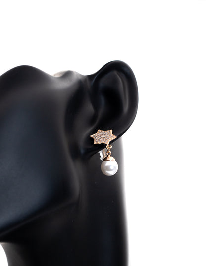Golden Crystal Star & Pearl Dangle Tops (Celestial Charm)