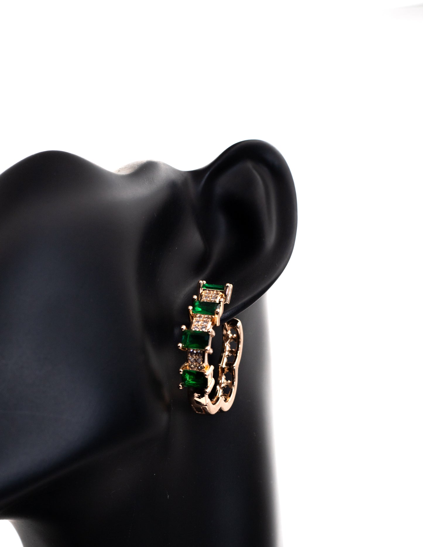 Luxury Golden Emerald Square-Cut Hoop Tops (High-Contrast)