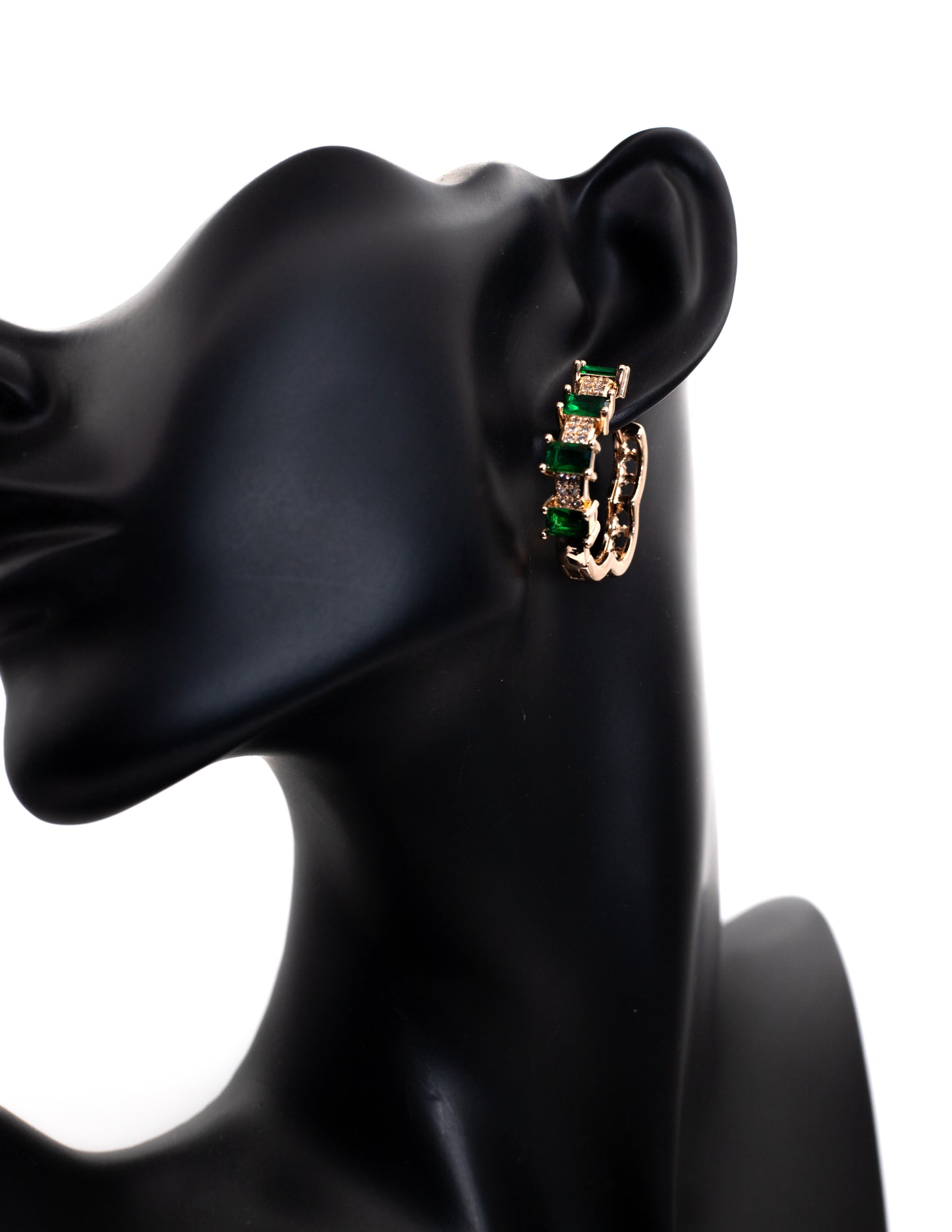 Luxury Golden Emerald Square-Cut Hoop Tops (High-Contrast)