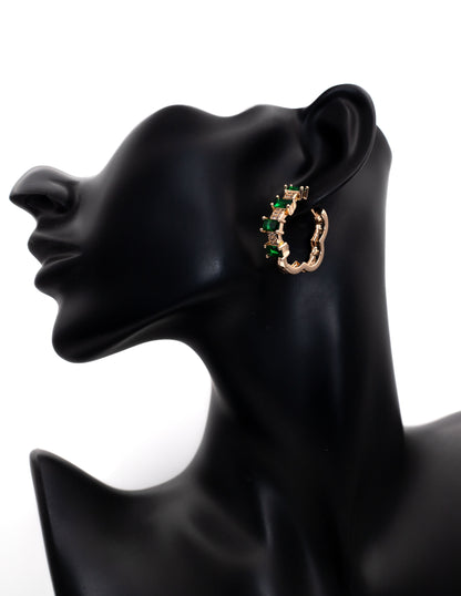 Luxury Golden Emerald Square-Cut Hoop Tops (High-Contrast)